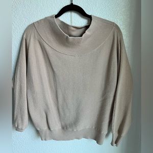 LULU TAN OFF THE SHOULDER SWEATER NWOT